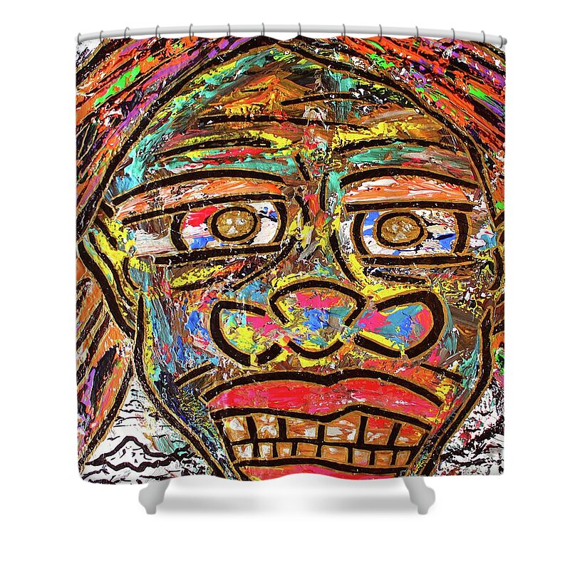 Acrylic Shower Curtain featuring the painting Winter Wonderland Man by Odalo Wasikhongo