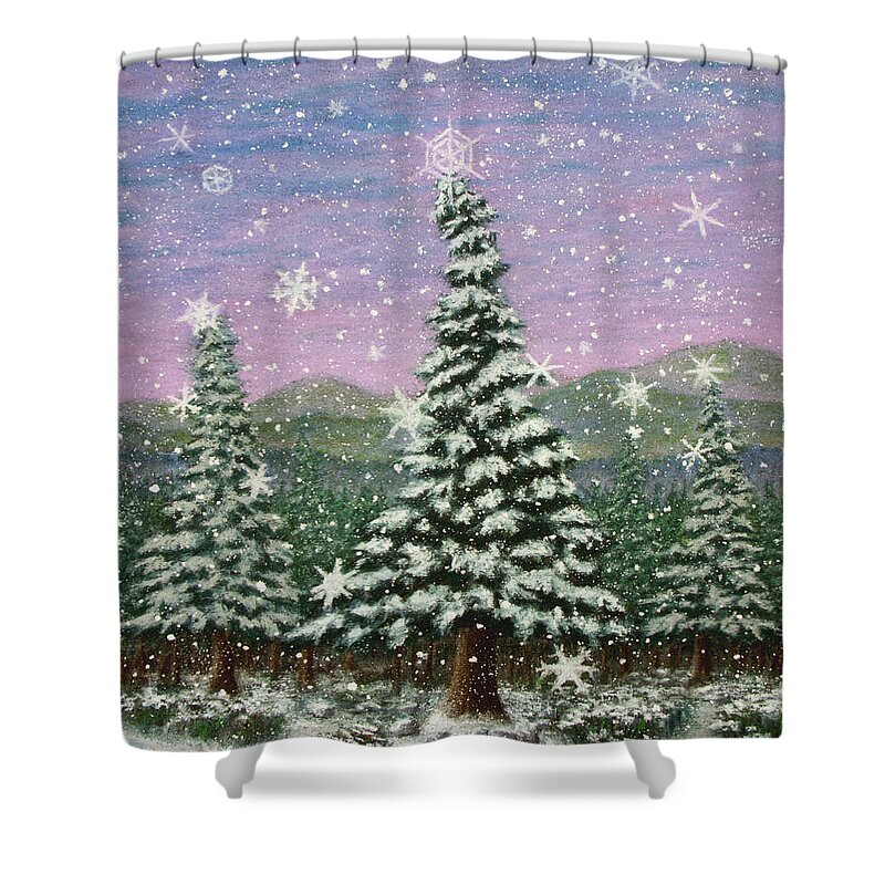 Holiday Shower Curtain featuring the pastel Winter's Eve 01 by Michael Heikkinen
