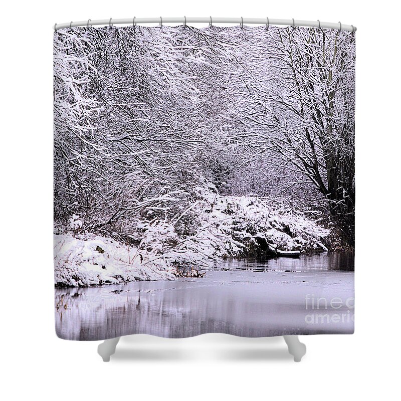Landscape Shower Curtain featuring the photograph Winters First Icy breath by Stephen Melia