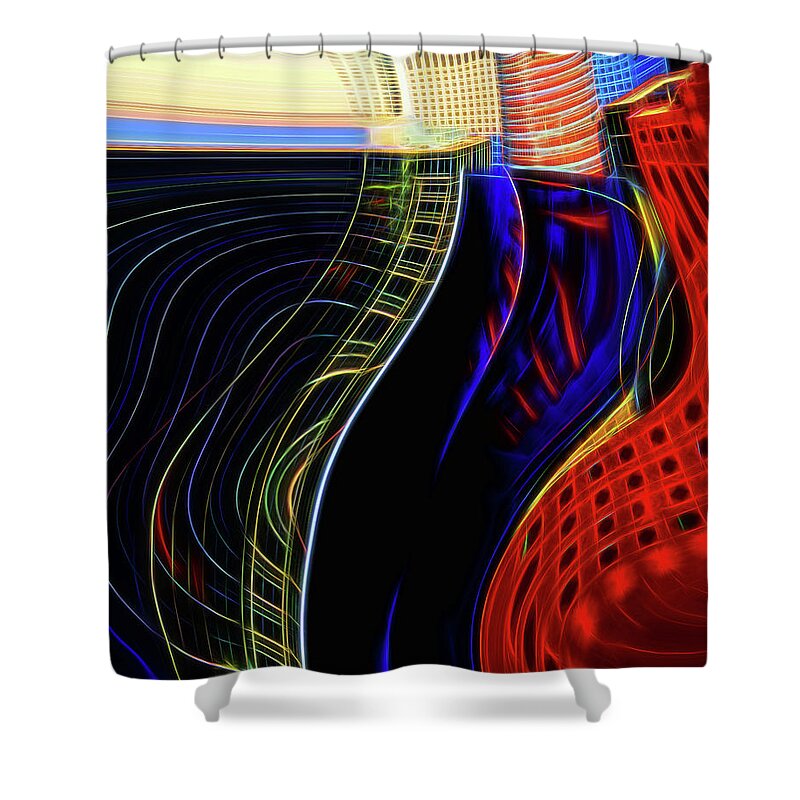 Monitor Shower Curtain featuring the mixed media Wireless Wave by Pennie McCracken