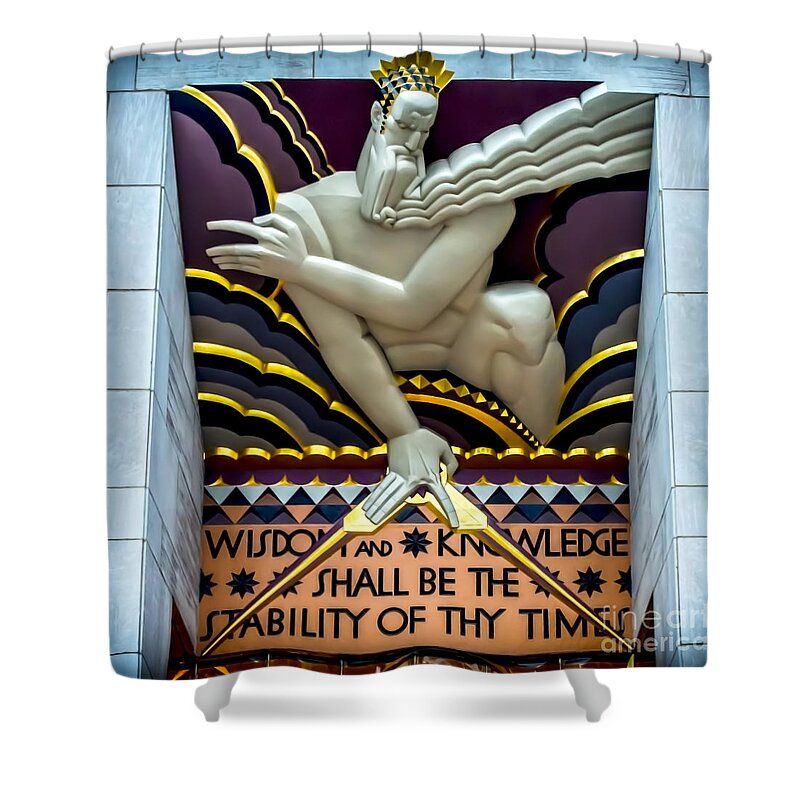 Rockefeller Center Shower Curtain featuring the photograph Wisdom and Knowledge by James Aiken