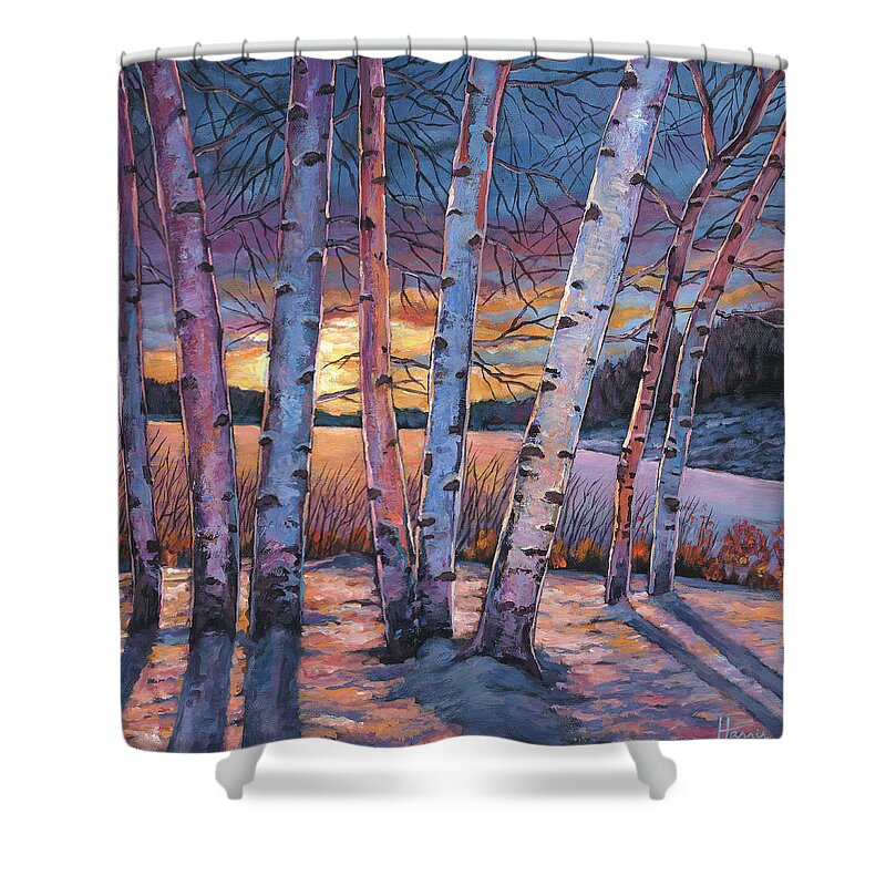 Winter Aspen Shower Curtain featuring the painting Wish You Were Here by Johnathan Harris