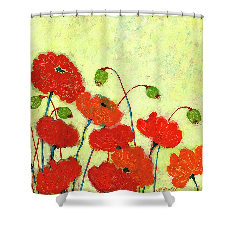 Floral Shower Curtain featuring the painting Wishful Blooming by Jennifer Lommers