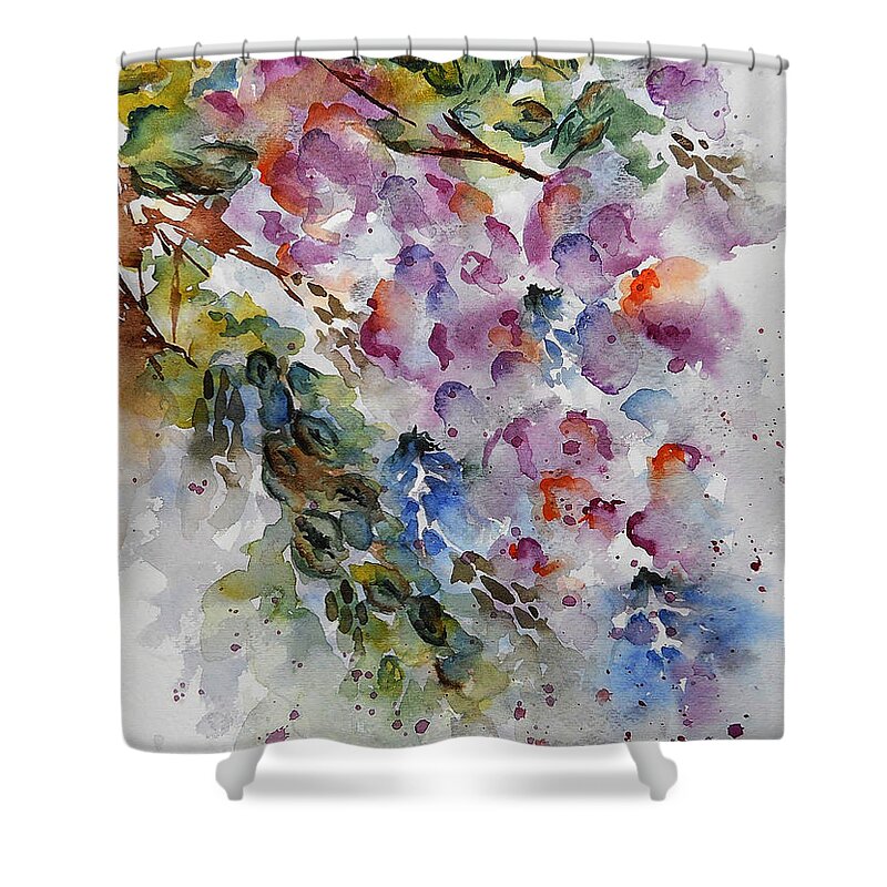 Watercolor Shower Curtain featuring the painting Wisteria 2 by Carol Crisafi