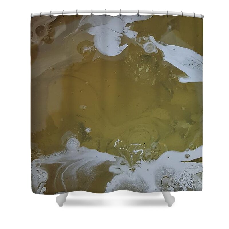  Shower Curtain featuring the painting Witch Bubble Platypus by Gyula Julian Lovas