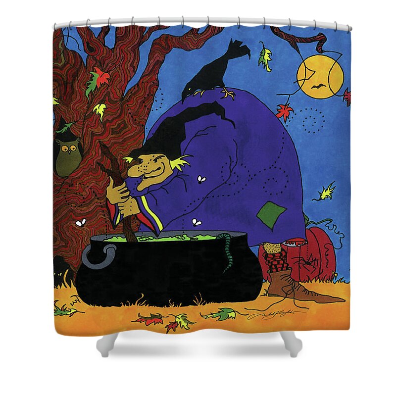 Witch Shower Curtain featuring the drawing Witch's Brew by Michele Sleight
