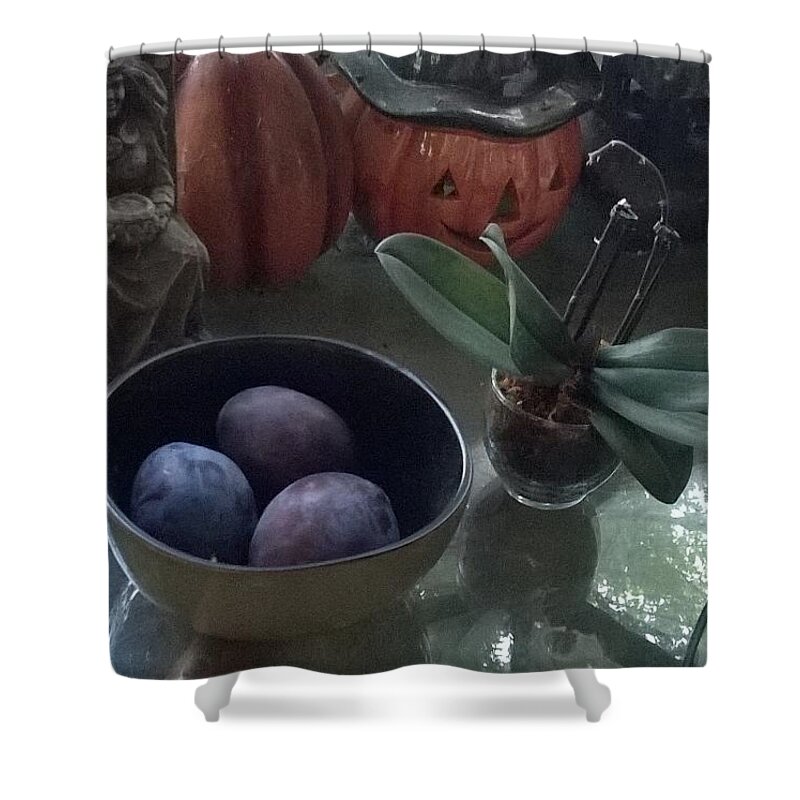  Shower Curtain featuring the photograph Witch's Still Life by Stephanie Piaquadio