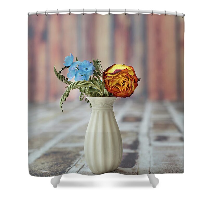 Rose Shower Curtain featuring the photograph Withered by Elvira Pinkhas