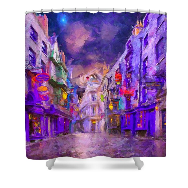 Wizarding World Of Harry Potter Shower Curtain featuring the digital art Wizard Mall by Caito Junqueira