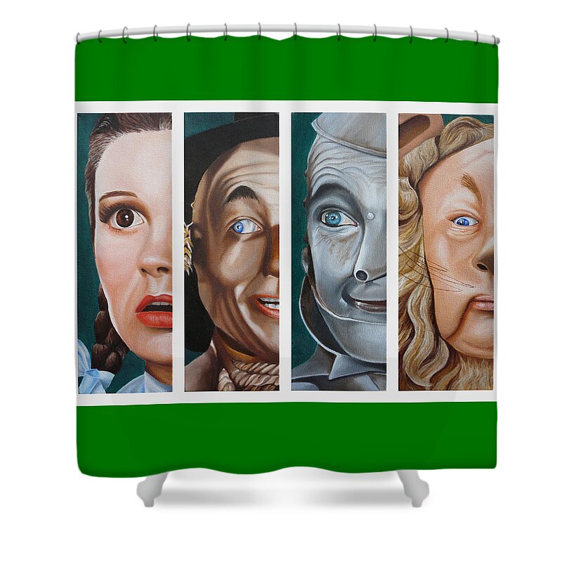 Wizard Of Oz Shower Curtain featuring the painting Wizard of Oz Set One by Vic Ritchey