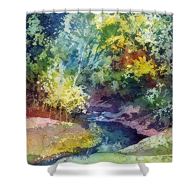 Autumn Shower Curtain featuring the painting Wolf Pen Creek by Hailey E Herrera