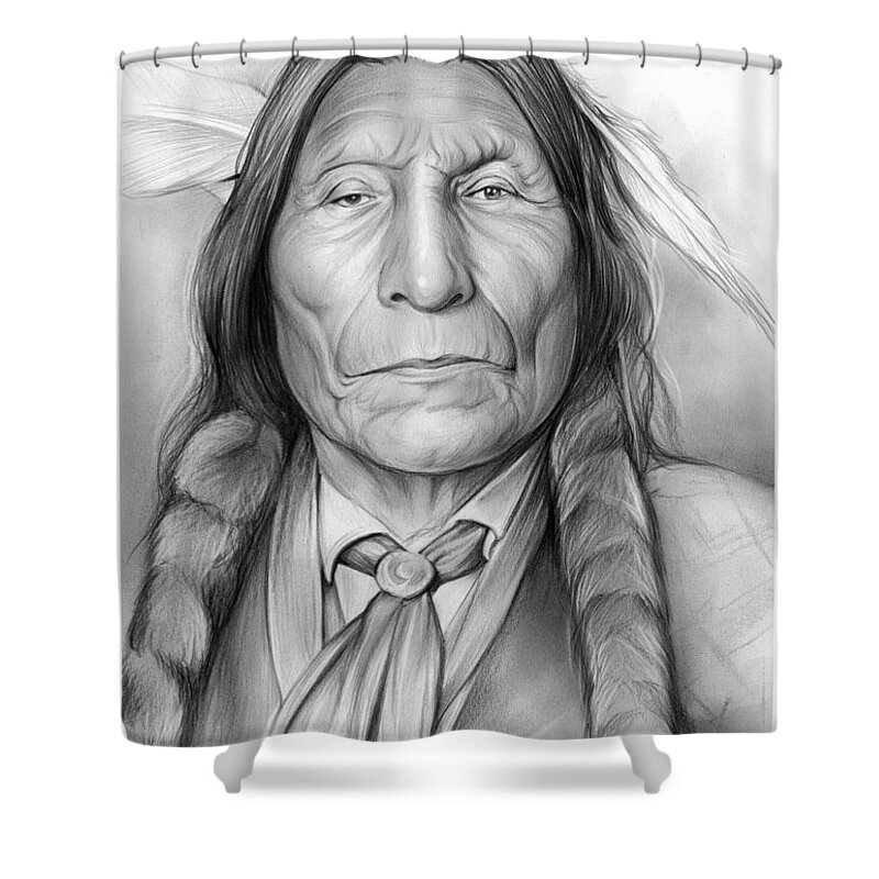 American Indian Shower Curtain featuring the drawing Wolf Robe by Greg Joens