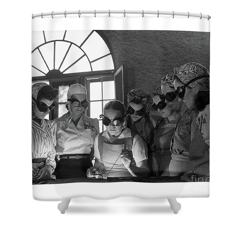 History Shower Curtain featuring the photograph Women at work as Welders in the United States in World War II by Doc Braham