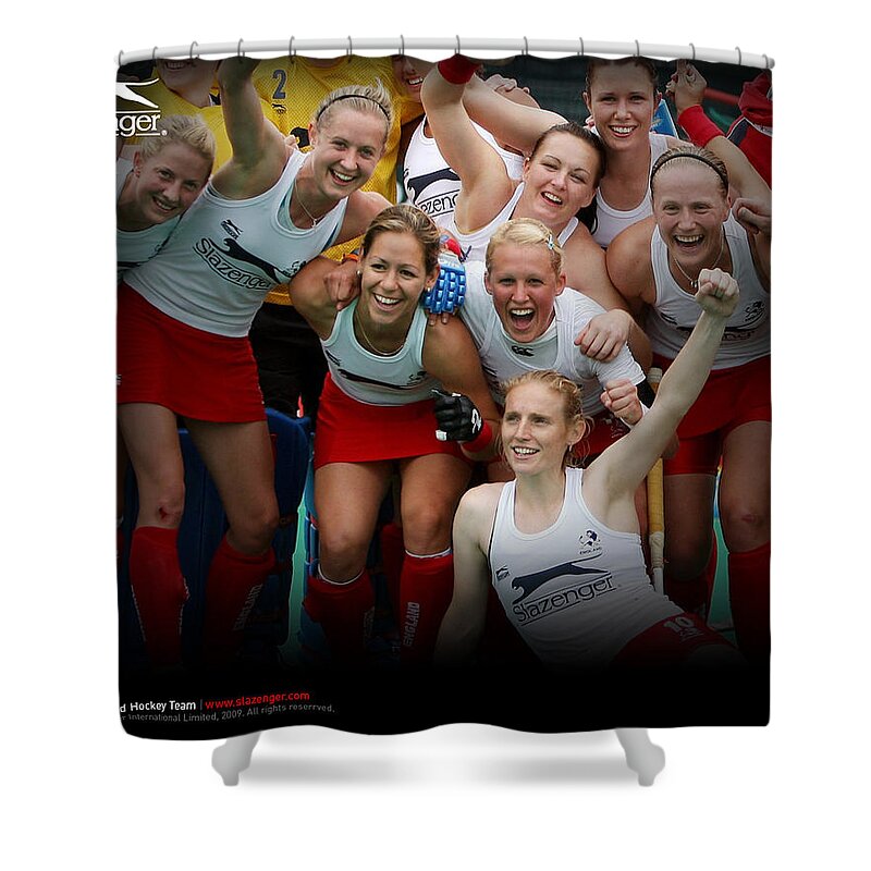 Womens England Hockey Team Shower Curtain featuring the digital art Womens England Hockey Team by Super Lovely