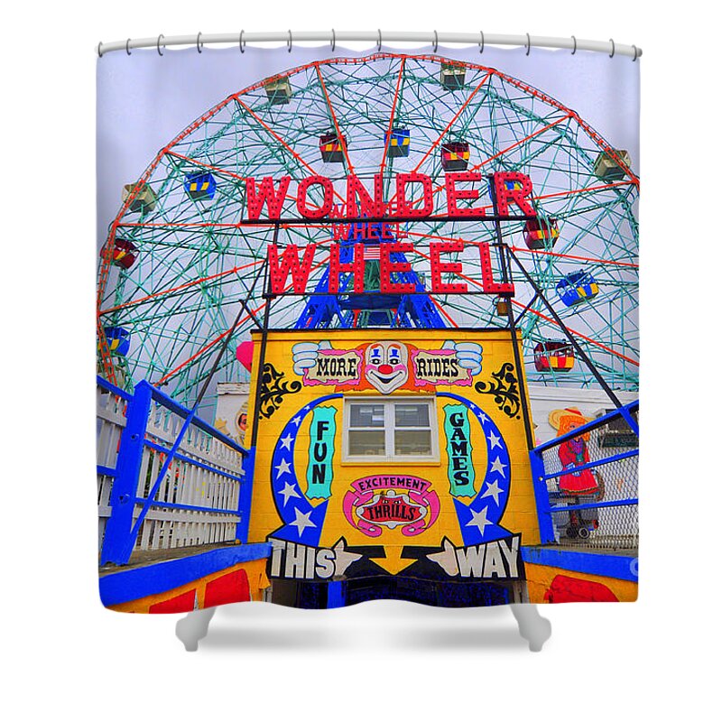 Amusement Park Shower Curtain featuring the photograph Wonder Wheel by Mark Gilman