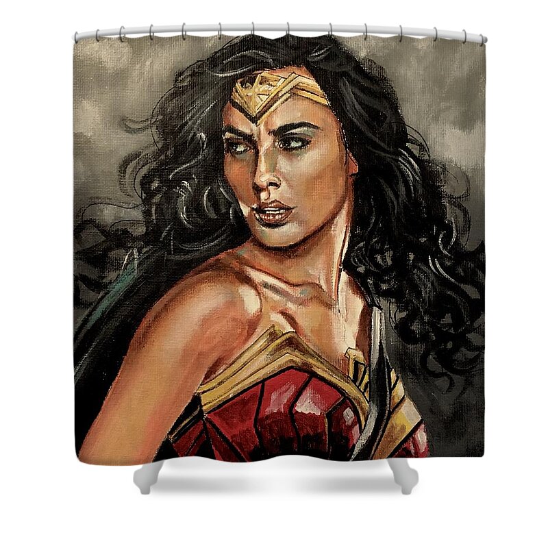 Wonder Woman Shower Curtain featuring the painting Wonder Woman by Joel Tesch