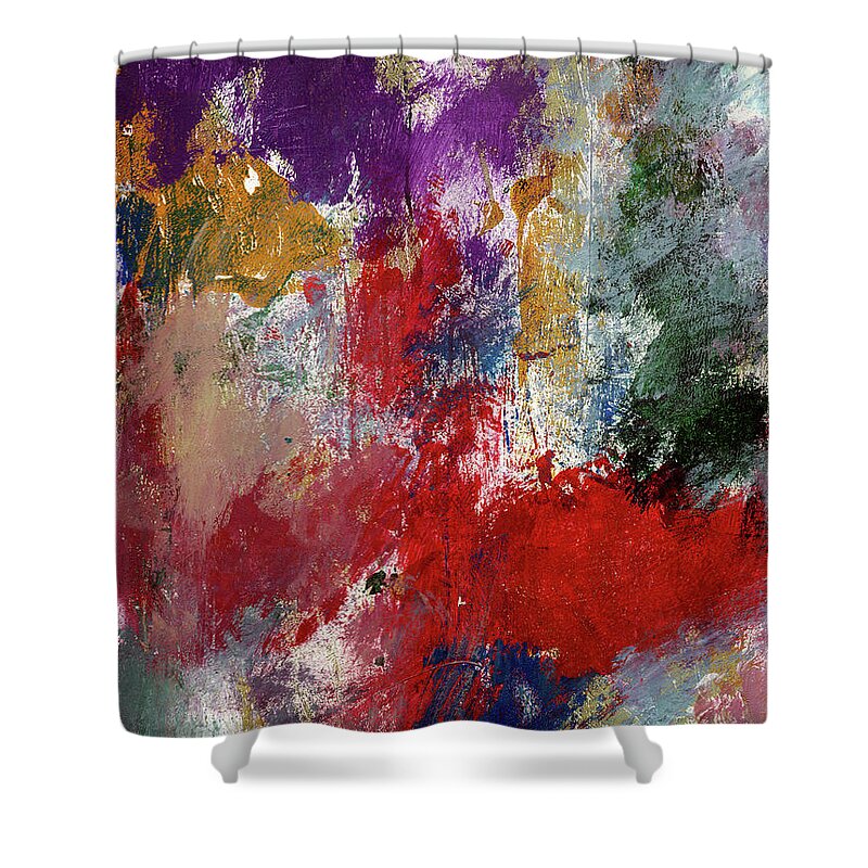 Abstract Shower Curtain featuring the painting Wonderland 3- Art by Linda Woods by Linda Woods