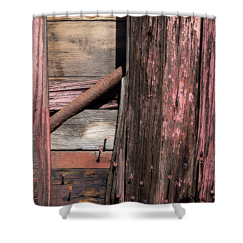 On Two Shower Curtain featuring the photograph Wood And Rod by Karol Livote