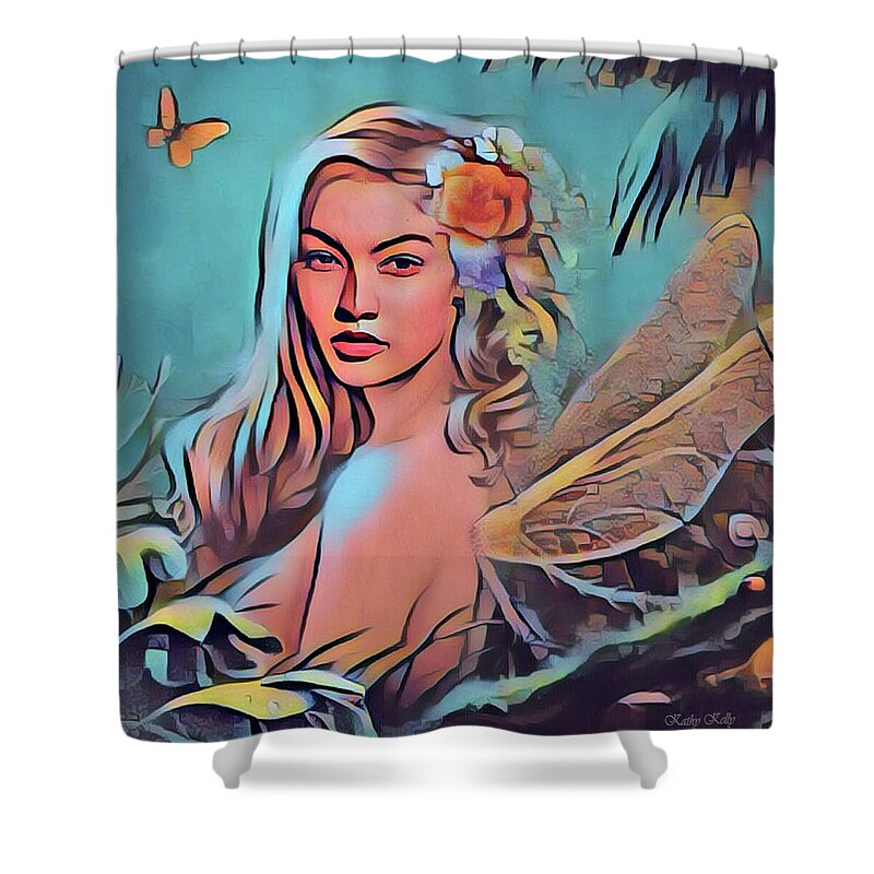 Nymph Shower Curtain featuring the digital art Wood Nymph by Kathy Kelly