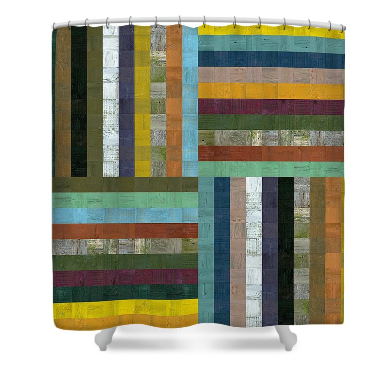 Abstract Shower Curtain featuring the digital art Wooden Abstract V by Michelle Calkins