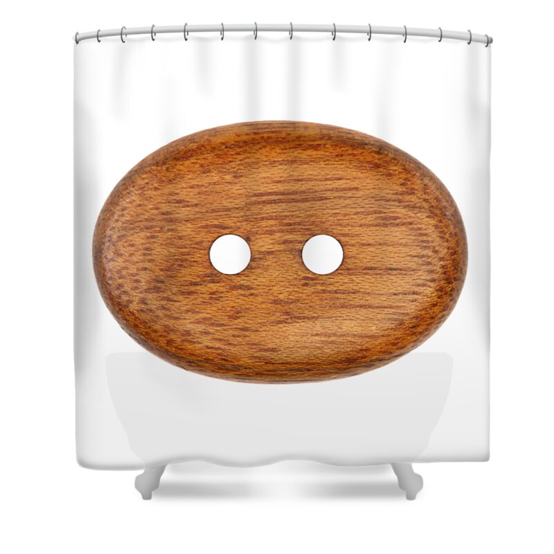 Button Shower Curtain featuring the photograph Wooden button by Michal Boubin