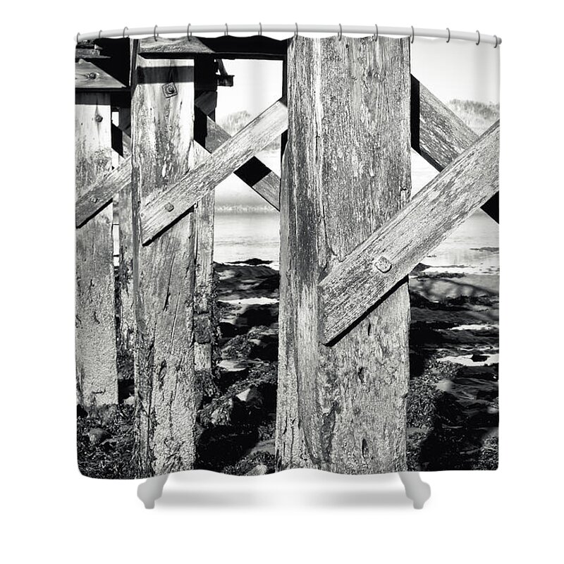 Architectural Shower Curtain featuring the photograph Wooden walkway by Tom Gowanlock