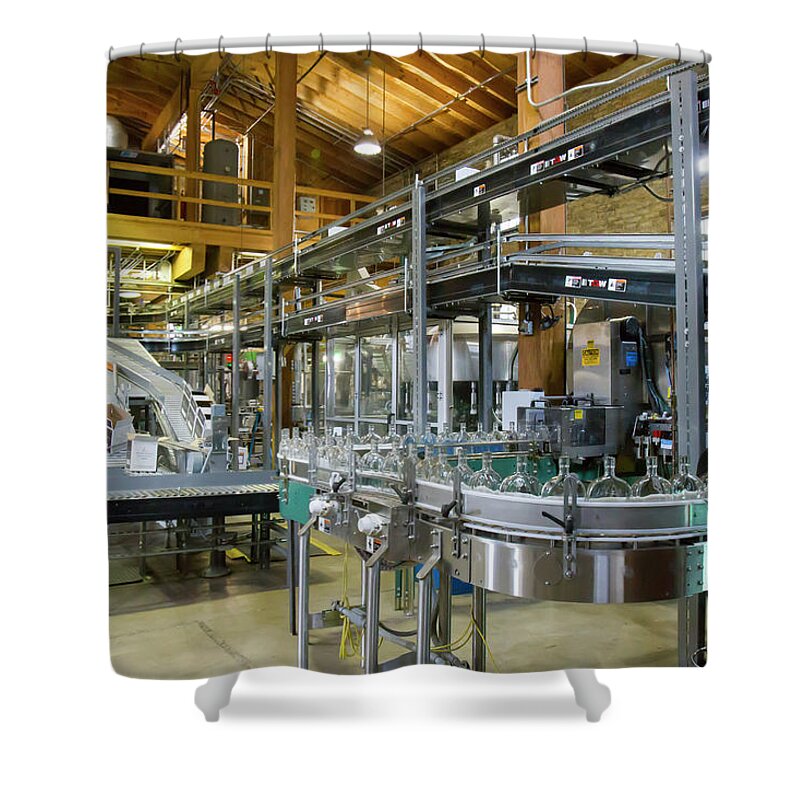 American Shower Curtain featuring the photograph Woodford Reserves bottling process by Karen Foley