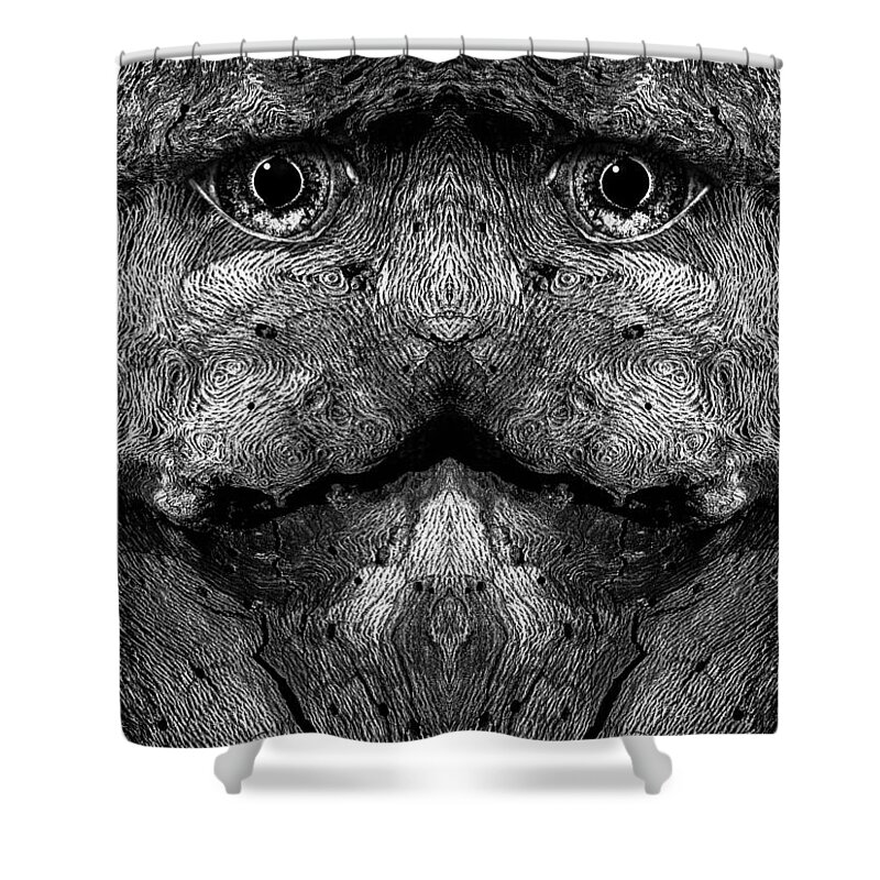 Wood Shower Curtain featuring the digital art Woody 79BW by Rick Mosher