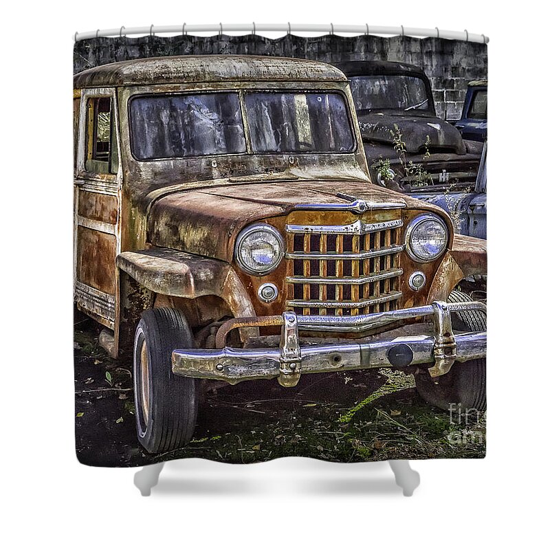 Woodie Shower Curtain featuring the photograph Old Woodie by Walt Foegelle