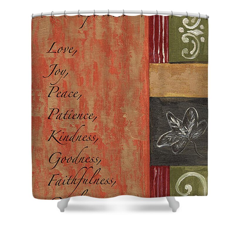 Bible Shower Curtain featuring the painting Words To Live By, Fruit of the Spirit by Debbie DeWitt