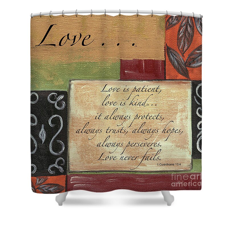 Love Shower Curtain featuring the painting Words To Live By Love by Debbie DeWitt