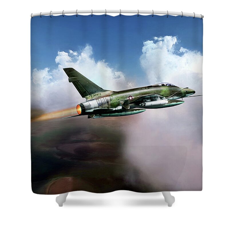 Aviation Shower Curtain featuring the digital art Workhorse Hun by Peter Chilelli