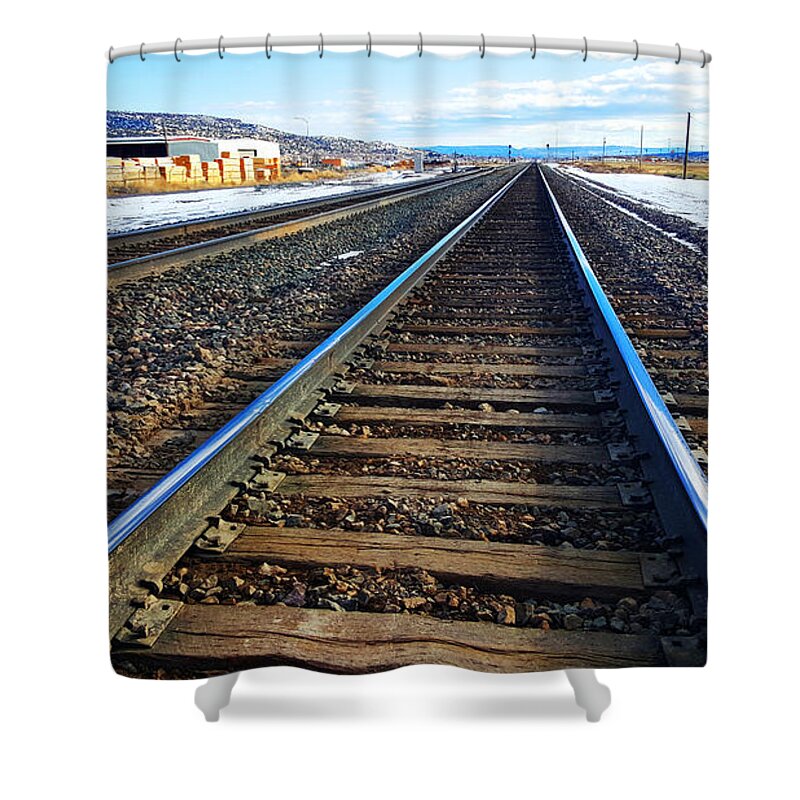 Southwest Landscape Shower Curtain featuring the photograph Working on the railroad by Robert WK Clark