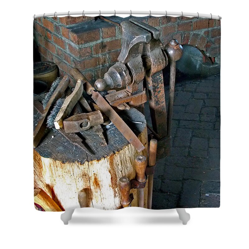 Tools Shower Curtain featuring the photograph Working Tool Bench by Skip Willits