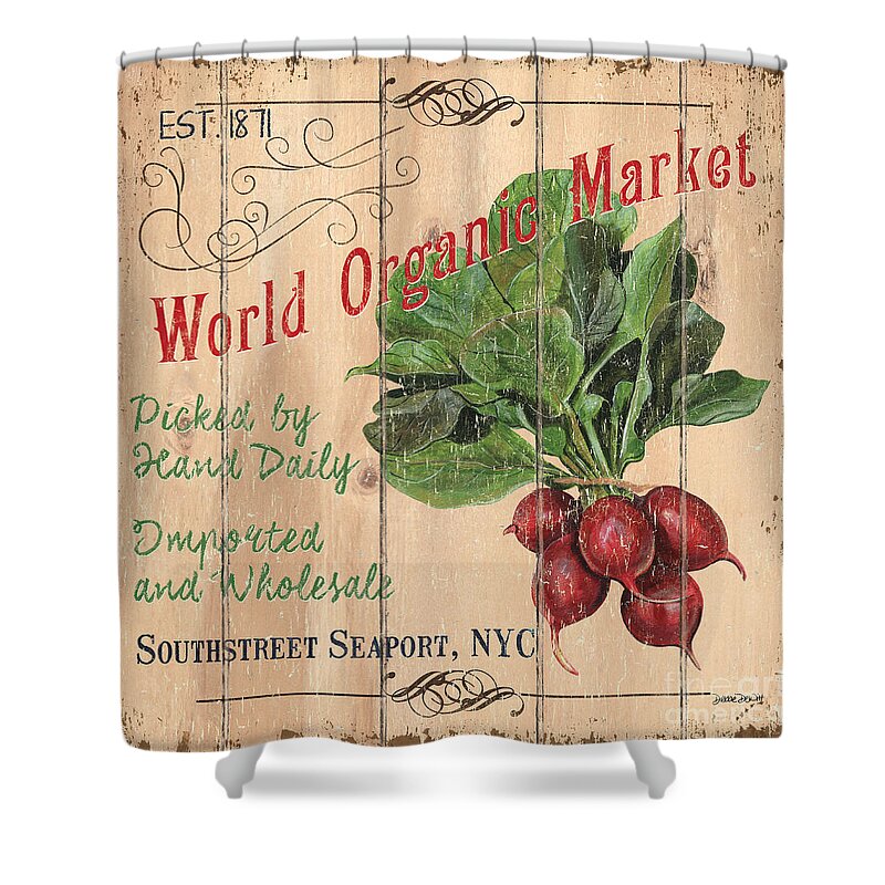 Market Shower Curtain featuring the painting World Organic Market by Debbie DeWitt