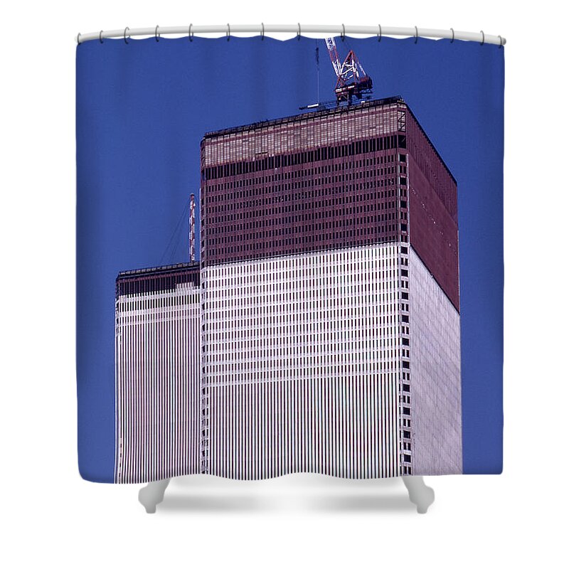 New York City Shower Curtain featuring the photograph World Trade Center under construction by Paul Ross