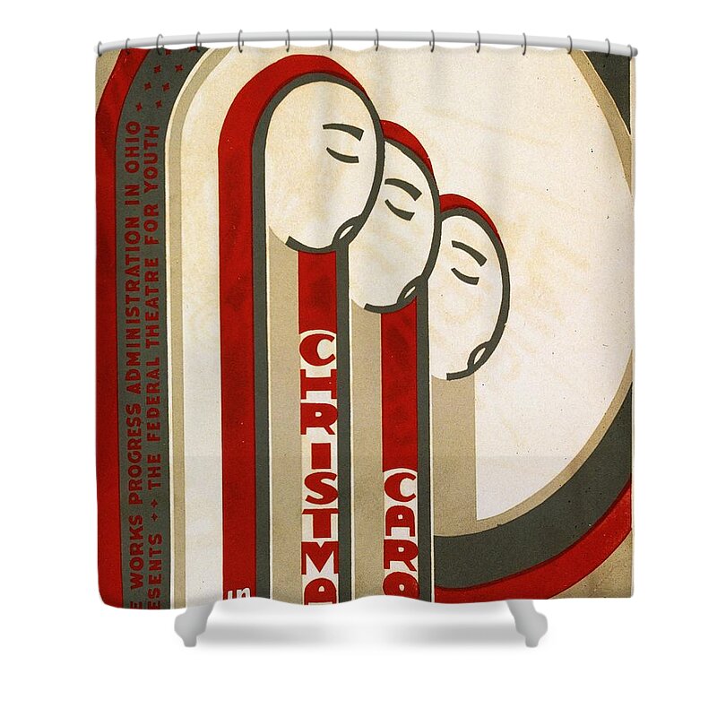 Wpa Posters Shower Curtain featuring the digital art WPA Poster Christmas by David Lane