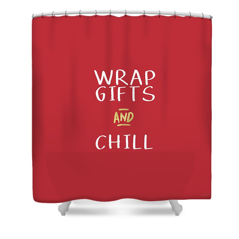 Gifts Shower Curtain featuring the digital art Wrap Gifts And Chill- Art by Linda Woods by Linda Woods