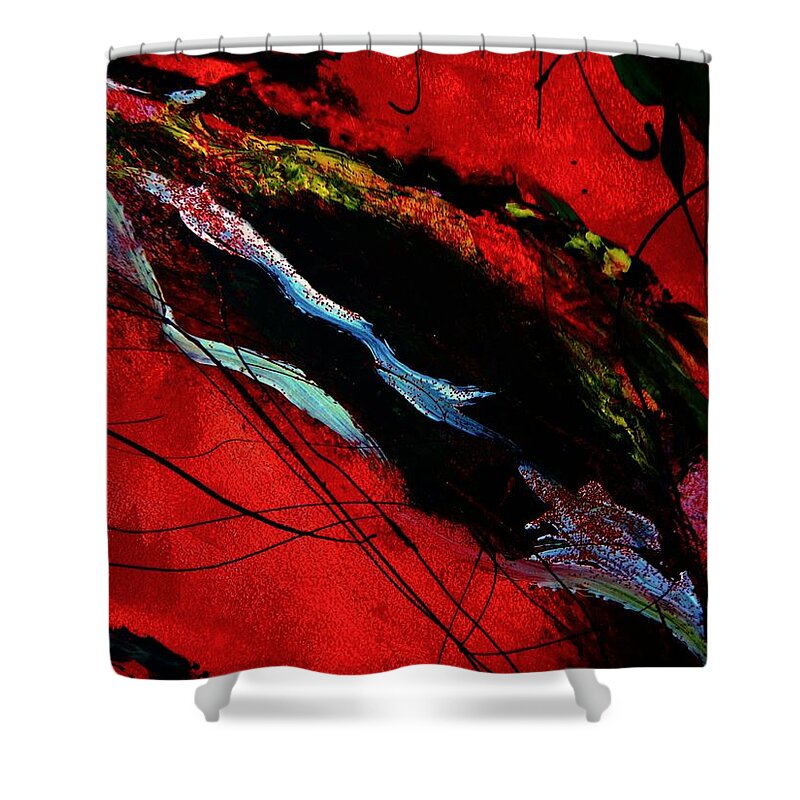 Abstract Shower Curtain featuring the painting Wrap it Up Winter by Lisa Kaiser