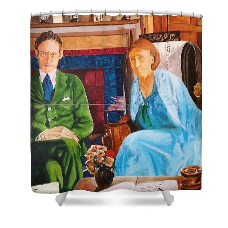 Poetry Shower Curtain featuring the painting Writers I by Bachmors Artist