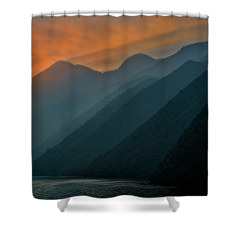 Asian Shower Curtain featuring the photograph Wu Gorge Sunrise by Ray Kent