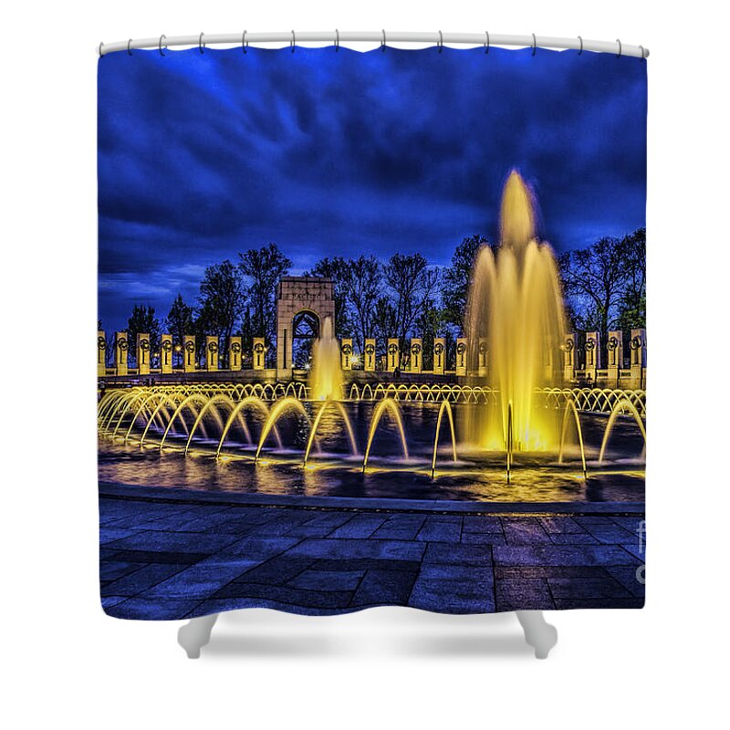 Washington Shower Curtain featuring the photograph WWII Memorial at Night by Nick Zelinsky Jr