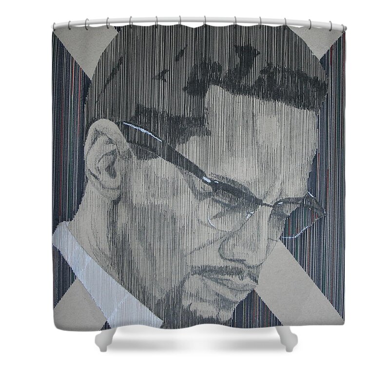 Pen Shower Curtain featuring the drawing X Prayer by Edmund Royster