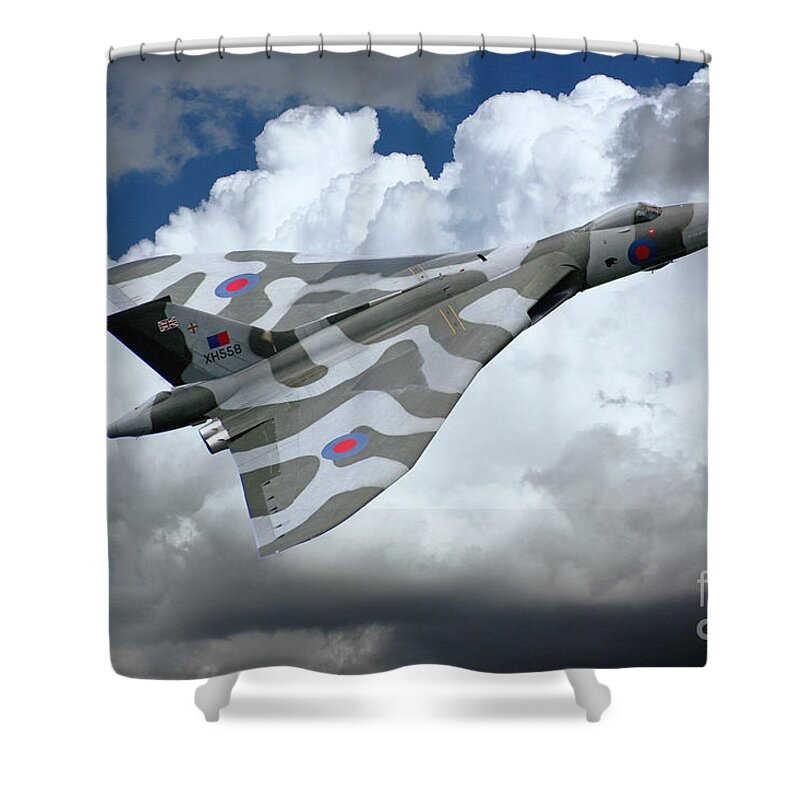 Avro Shower Curtain featuring the digital art XH558 Pass by Airpower Art