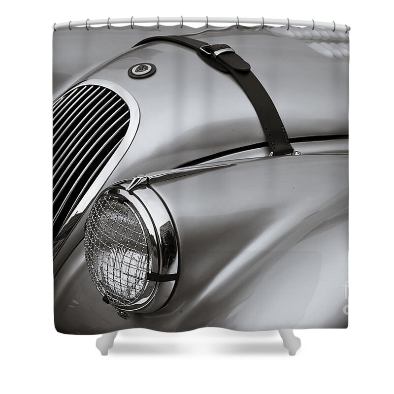 1952 Jaguar Xk 120 Shower Curtain featuring the photograph Xk 120 by Dennis Hedberg