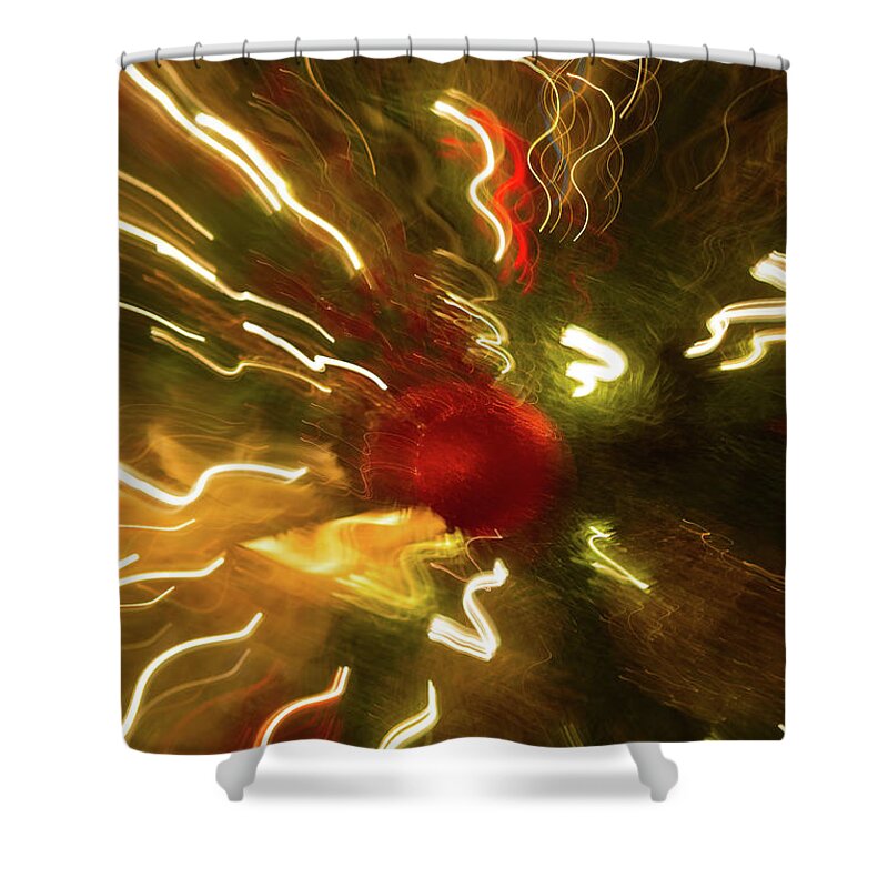 Abstract Shower Curtain featuring the photograph XMAS Burst 3 by Rebecca Cozart