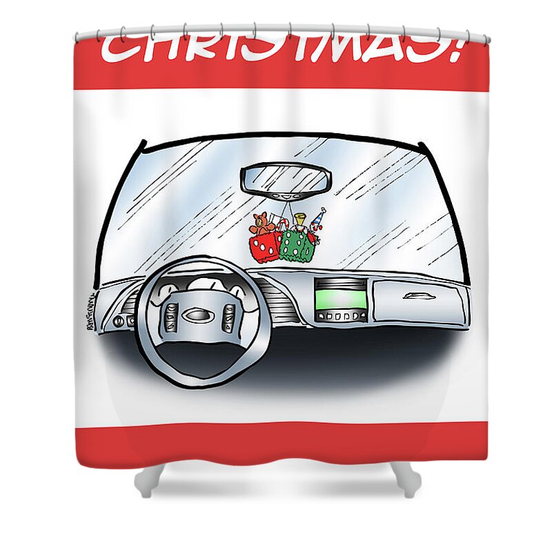 Christmas Shower Curtain featuring the digital art Hang Up Dice by Mark Armstrong