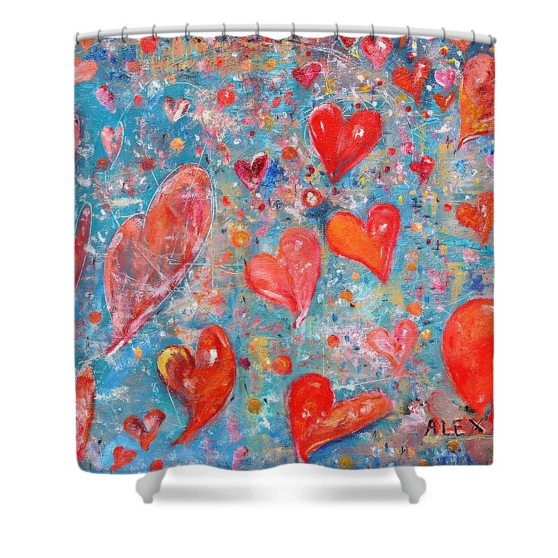 Love Shower Curtain featuring the painting Xoxo by Evelina Popilian