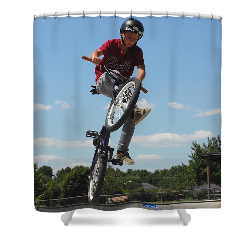 Bmx Shower Curtain featuring the photograph Xtreme Biker 313 by Joyce StJames