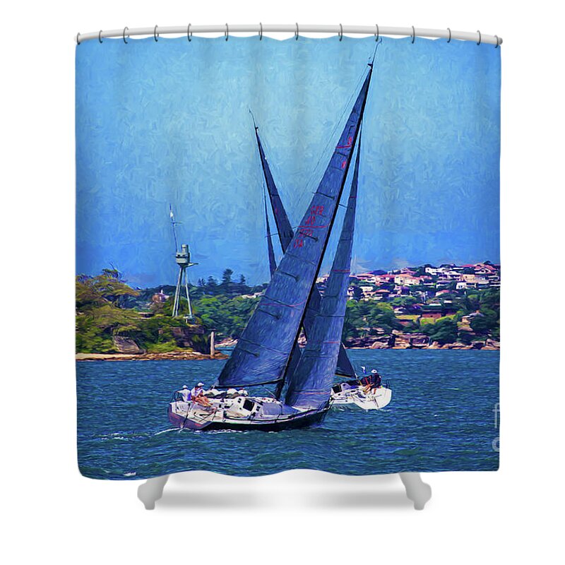 Yacht Race Shower Curtain featuring the photograph Yacht race on Sydney Harbour by Sheila Smart Fine Art Photography